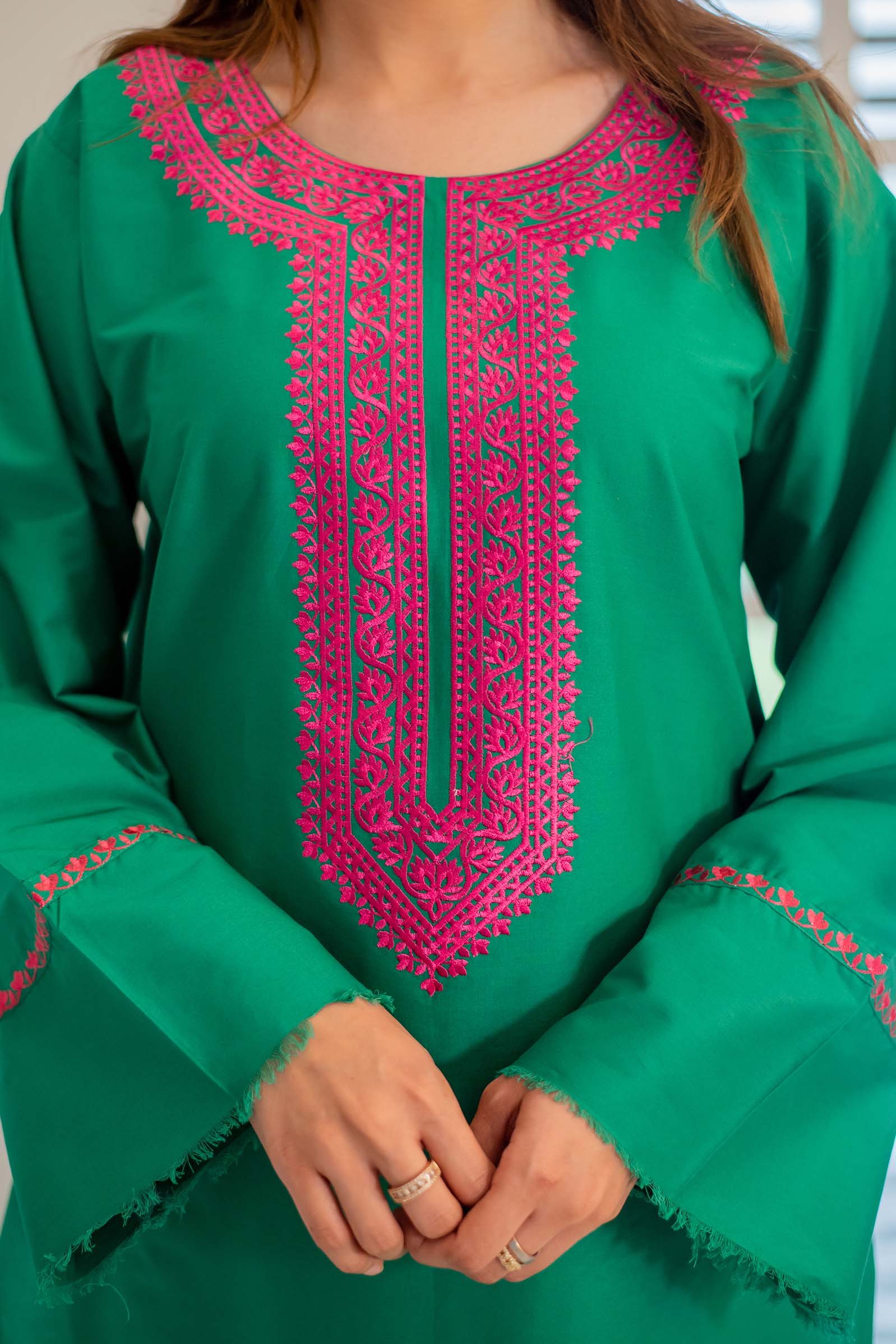 Embroidered Green 2-Pc Suit